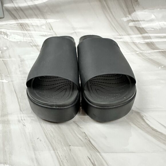 Crocs Brooklyn Slide On Wedge Platform Black Open Toe Sandals Women Size 10 - Picture 9 of 13